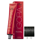 Schwarzkopf Igora Royal permanent color creme 3-0 dark brown image1 offers full gray coverage.
