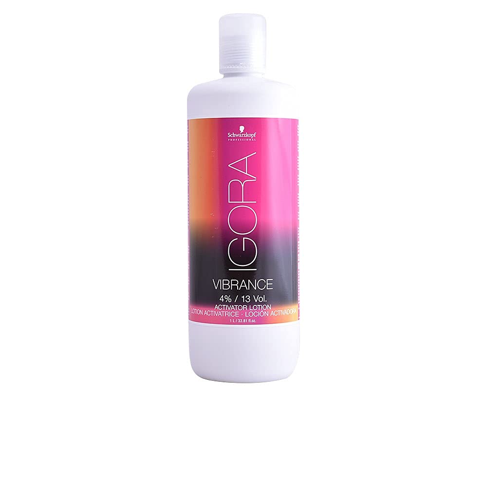 Schwarzkopf Igora Royal Vibrance Activator Lotion poured for smooth, easy color application.