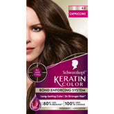 Schwarzkopf Keratin Color 4-0 Cappuccino box contents for at-home professional coloring.