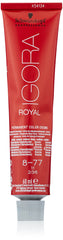 Schwarzkopf Royal IGORA 8-77 tube ready for rich color application.