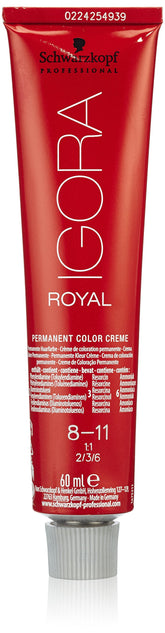 Schwarzkopf Royal Igora Matt Ash 8-11 dye bottle delivering vibrant, even coverage.