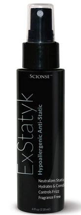 SCIONSE ExStatyk bottle pour shows anti-static mist for flyaways.