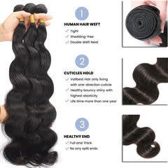 SDDRSRA 12A hair bundles body wave 22in shows dramatic waves with natural movement.