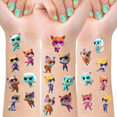 SDONY Super Cats temporary tattoos sheet 1 featuring bold kittens for colorful party favors