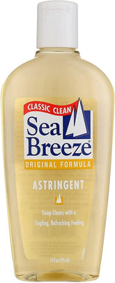 Sea Breeze Astringent Original 10oz bottle on shelf for refreshing cleanse