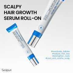 Seapuri Scalpy serum drop on scalp—cooling sensation boosts comfort during use.
