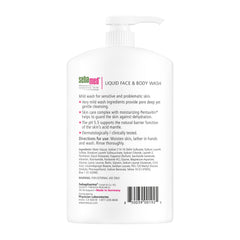 SEBAMED Liquid Face & Body Wash ingredients close-up with Allantoin and Pentavitin for moisture