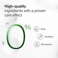 SEBAMED bottle closeup highlighting mild hydrating cleansing formula.