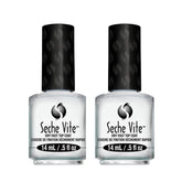 Seche Vite dos-pack botellas, empaque compacto y práctico para manicuras duraderas.
