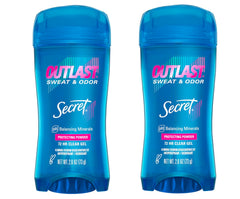 Secret clear gel anti-perspirant bottle showing long-lasting odor protection