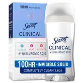 Secret clinical strength front packaging showing brand and invisible solid stick benefit