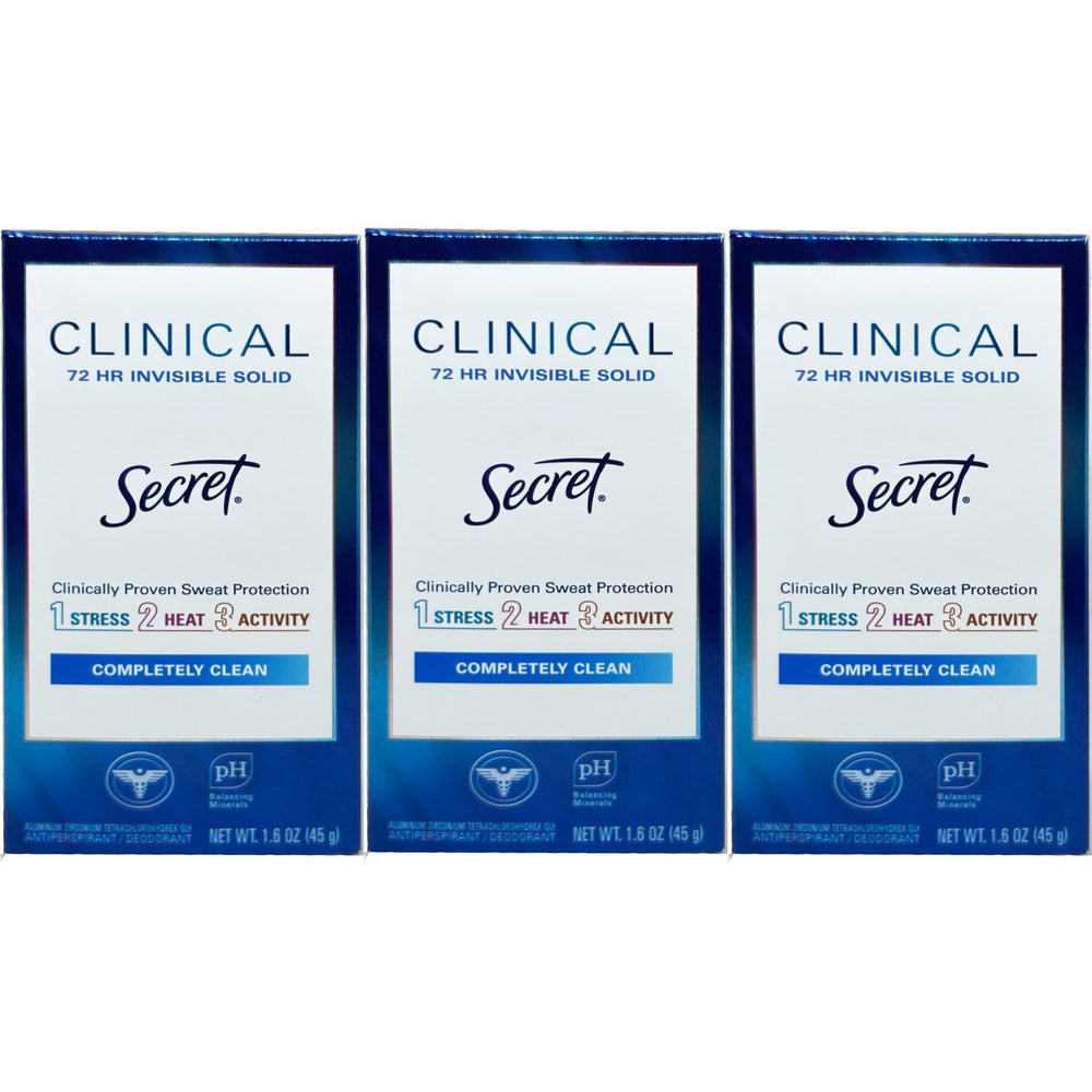 Secret Clinical Strength Invisible Solid bottle shows all-day dryness and protection.