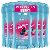 Secret Fresh antiperspirant women bottle shows clear gel for quick-drying odor protection.