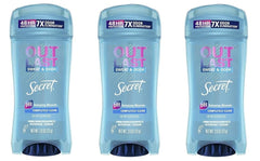 Secret Outlast Clear Gel 3-pack front view shows long-lasting odor protection.