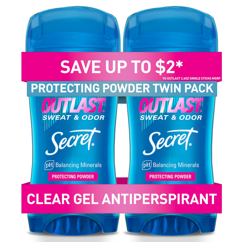 Secret Outlast clear gel application delivers a dry, clean feel for long-lasting freshness.