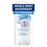 Secret Whole Body Deodorant Stick for pits provides long-lasting freshness.