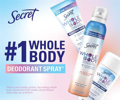Secret Whole Body Deodorant Stick for underboobs offers comfortable, all-day odor control.
