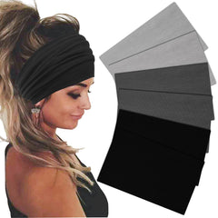 Sefiinh wide headbands in black offer all-day comfort and sweat control in a 6-pack.