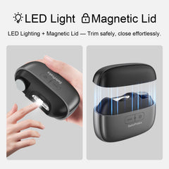 SehrPraks electric nail clipper magnetic-cover keeps the device clean and safe.