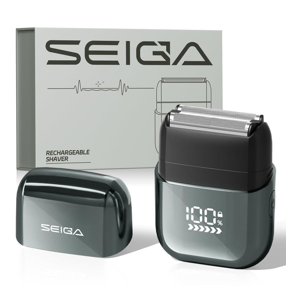 SEIGA electric foil shaver LED display for quick battery status on the go