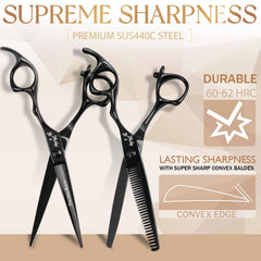 SEIMEIKEN thinning shears with adjustable tension for smooth, controlled texture through each pass.