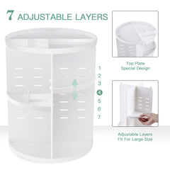 seinlife adjustable 7 layer trays, height adjustable storage for varied cosmetics.