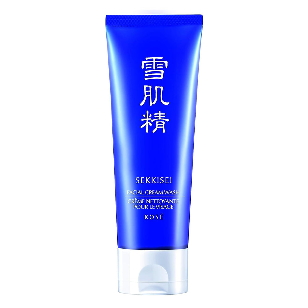SEKKISEI Facial Cream Wash pours a silky foam for gentle cleansing.
