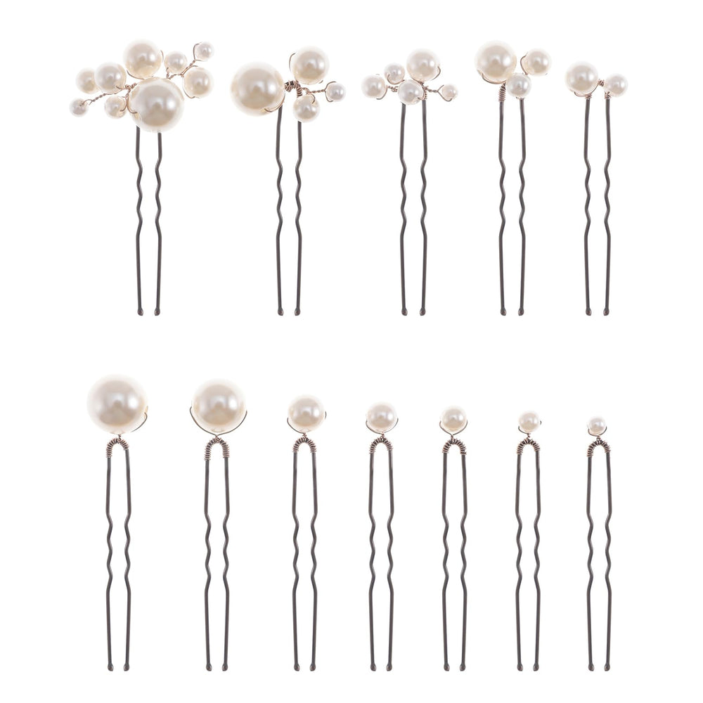 SELFCLOUD bridal pearl hair pin closeup for an elegant updo