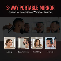 Self-Cut System 3 Way Mirror over-door mount demonstrates easy setup in small spaces.