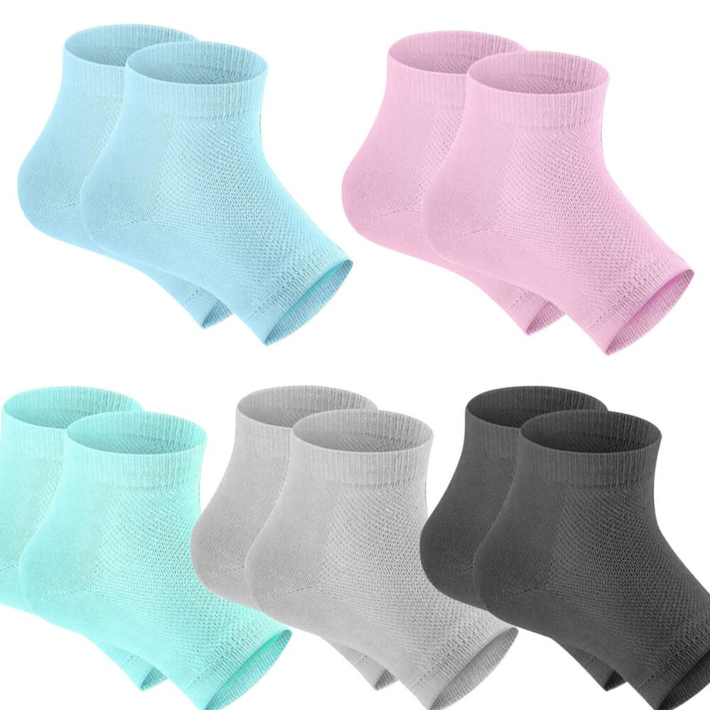Selizo open-toe black gel heel sock moisturizes dry heels.