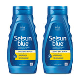 Selsun Blue bottle front view highlights extra-hydrating anti-dandruff formula for a 2-pack.