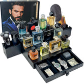 SeLuM Classic three-tier wooden organizer keeps fragrances neatly displayed and accessible.