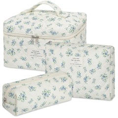 Senbowe floral makeup bag set front view, bold pattern for daily cosmetics storage.