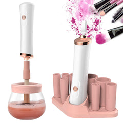 Senbowe upgraded makeup brush cleaner in action, fast cleansing for daily brushes.
