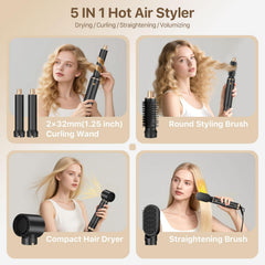 Sendowtek hot air styler auto-wrap curler left-right design creates symmetrical curls.