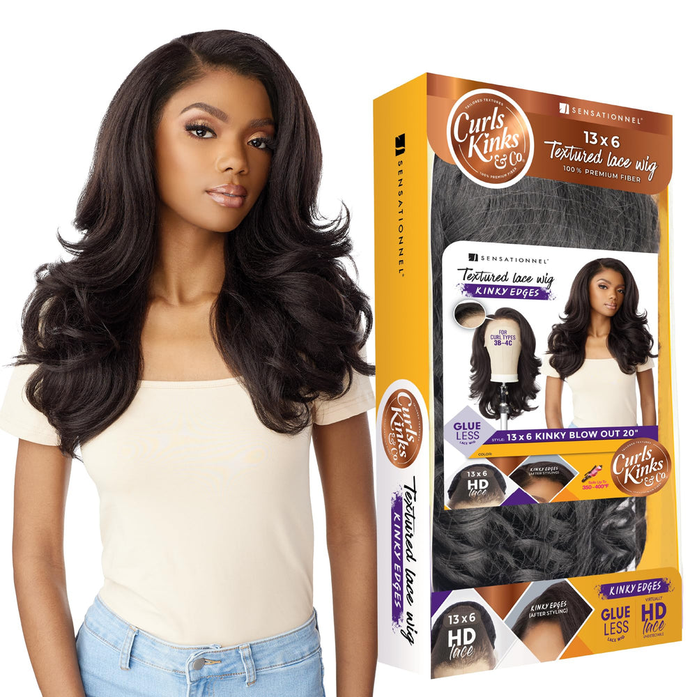 Sensationnel Curls Kinksandco wig 20-inch lace-front for seamless parting and natural look