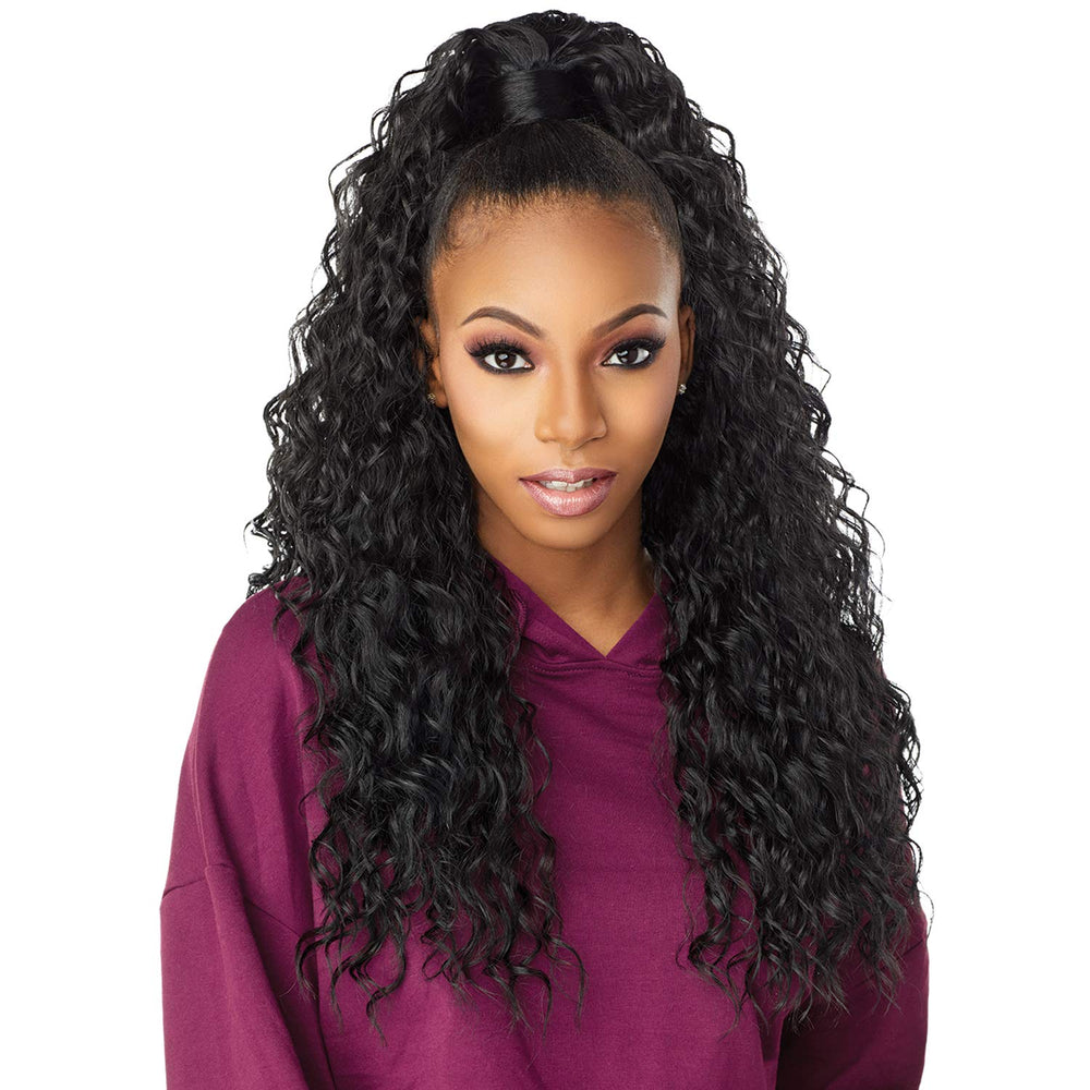 Sensationnel Instant Updown Halfwig Pony setup shows four-in-one styling versatility.