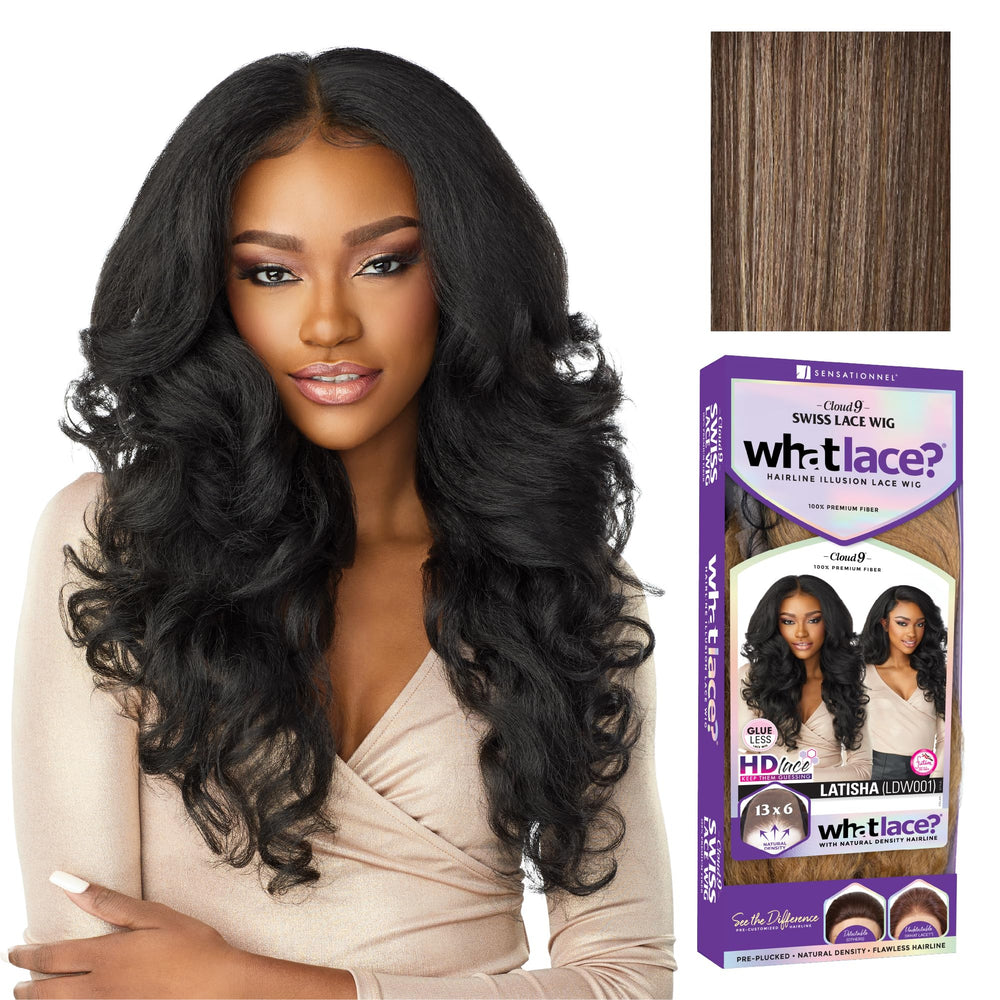 Sensationnel What Lace 13x6 Latisha wig front view with natural density for realistic parting