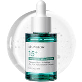 SEONGLOW 15% Niacinamide serum bottle close-up for brighter skin possibilities.