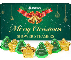 SEONNIX shower steamers Christmas-stars image promotes stress relief aromatherapy ritual.