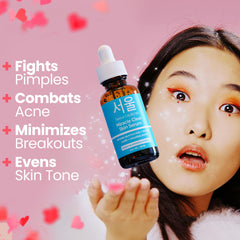 SeoulCeuticals acne serum packaging shows clean design for easy storage
