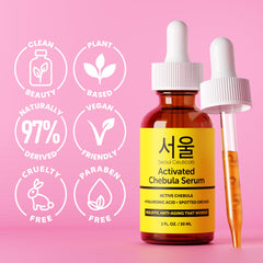 SeoulCeuticals Chebula Active Serum applied to skin for a refreshed, healthy-looking glow.