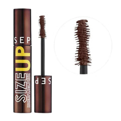 Sephora Favorites Size Up Volumizing Mascara brown brush angle demonstrates length and curl potential.