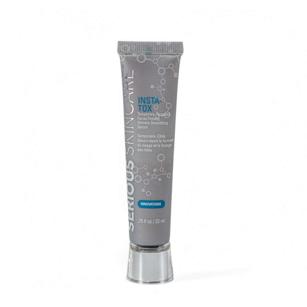 Serious Skincare INSTA-TOX application closeup showing fast-tightening skin texture improvement