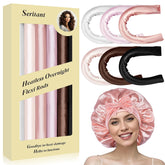 Seritant heatless curls overnight rods set with satin bonnet, for gentle no-heat styling before bed.