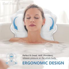 SetSail bath pillow features 4D air mesh for breathable, quick-drying comfort.