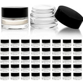 Seuqhck 5ml glass jar with black lid front view for samples and travel