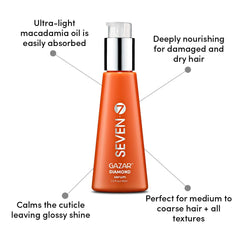 SEVEN Gazar Diamond Hair Serum applied to damp hair for smoother styling.