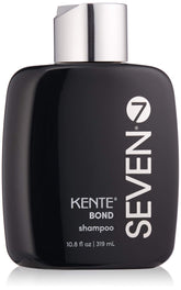 SEVEN KENTE BOND Shampoo bottle front highlights sulfate-free formula for damaged hair.