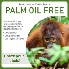 Seven Minerals EWG Verified label on castile soap signaling trusted, gentle formulation.